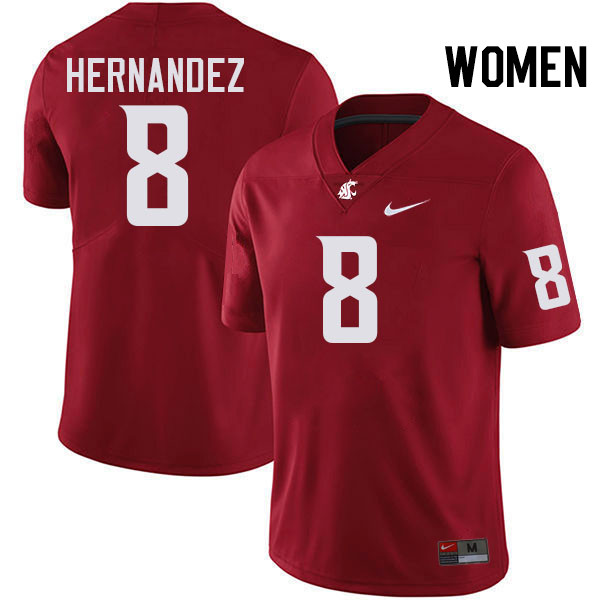 Women #8 Carlos Hernandez Washington State Cougars College Football Jerseys Stitched-Crimson